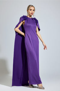 Orvexal Purple Cape Formal Dress