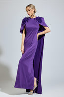 Orvexal Purple Cape Formal Dress