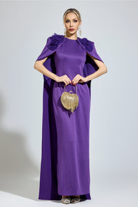 Orvexal Purple Cape Formal Dress