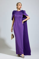 Orvexal Purple Cape Formal Dress
