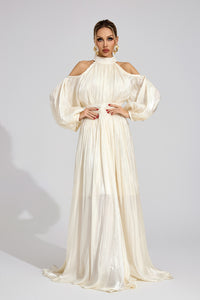 Praelor White Halter Maxi Dress