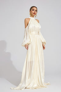 Praelor White Halter Maxi Dress