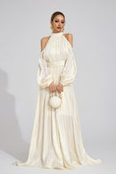 Praelor White Halter Maxi Dress