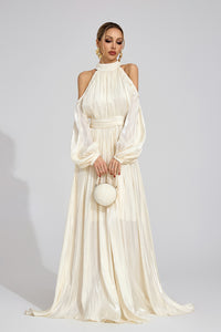 Praelor White Halter Maxi Dress