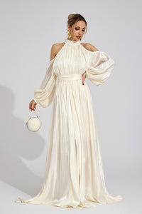 Praelor White Halter Maxi Dress