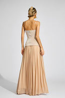 Feldrin Ruched Suspender Set In Beige