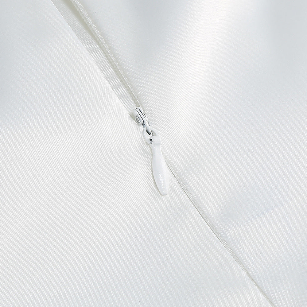 Zayne Mesh Flower One Shoulder Midi Dress In White