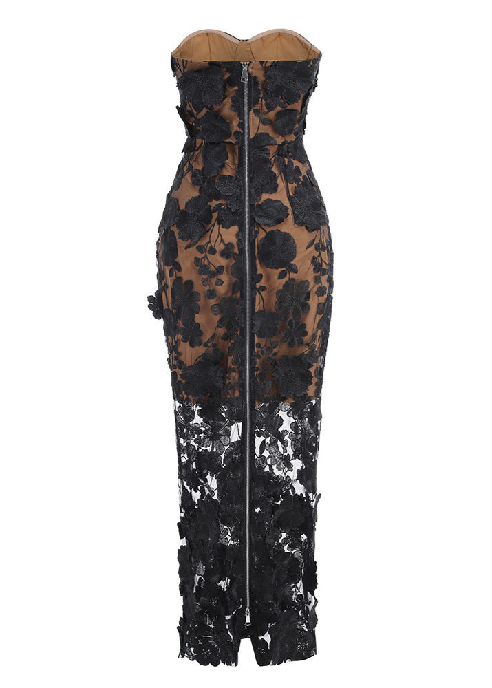 Elysion Strapless Maxi Dress In Black