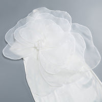 Zayne Mesh Flower One Shoulder Midi Dress In White