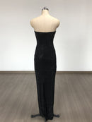 Elyon Strapless Rhinestone Rose Maxi Dress In Black