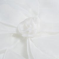 Zayne Mesh Flower One Shoulder Midi Dress In White