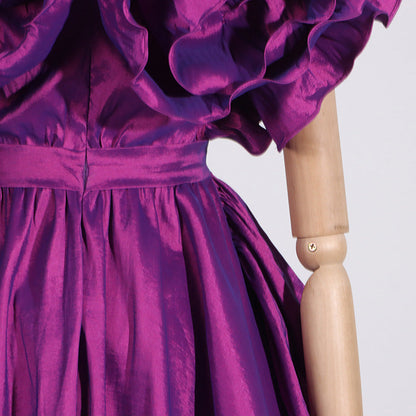 Lowell Ruffles Satin Mini Dress In Purple