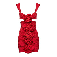 Aizen 3d Flower One Piece Swimsuit And Skirt In Red