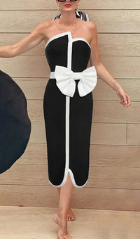 Vazada Off Shoulder Bow Tie One Piece Swimsuit Set