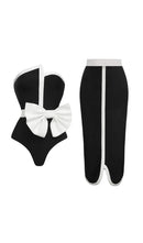 Vazada Off Shoulder Bow Tie One Piece Swimsuit Set