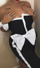 Vazada Off Shoulder Bow Tie One Piece Swimsuit Set