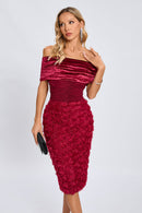 Beroe Off-shoulder Floral Embellished Midi Dress