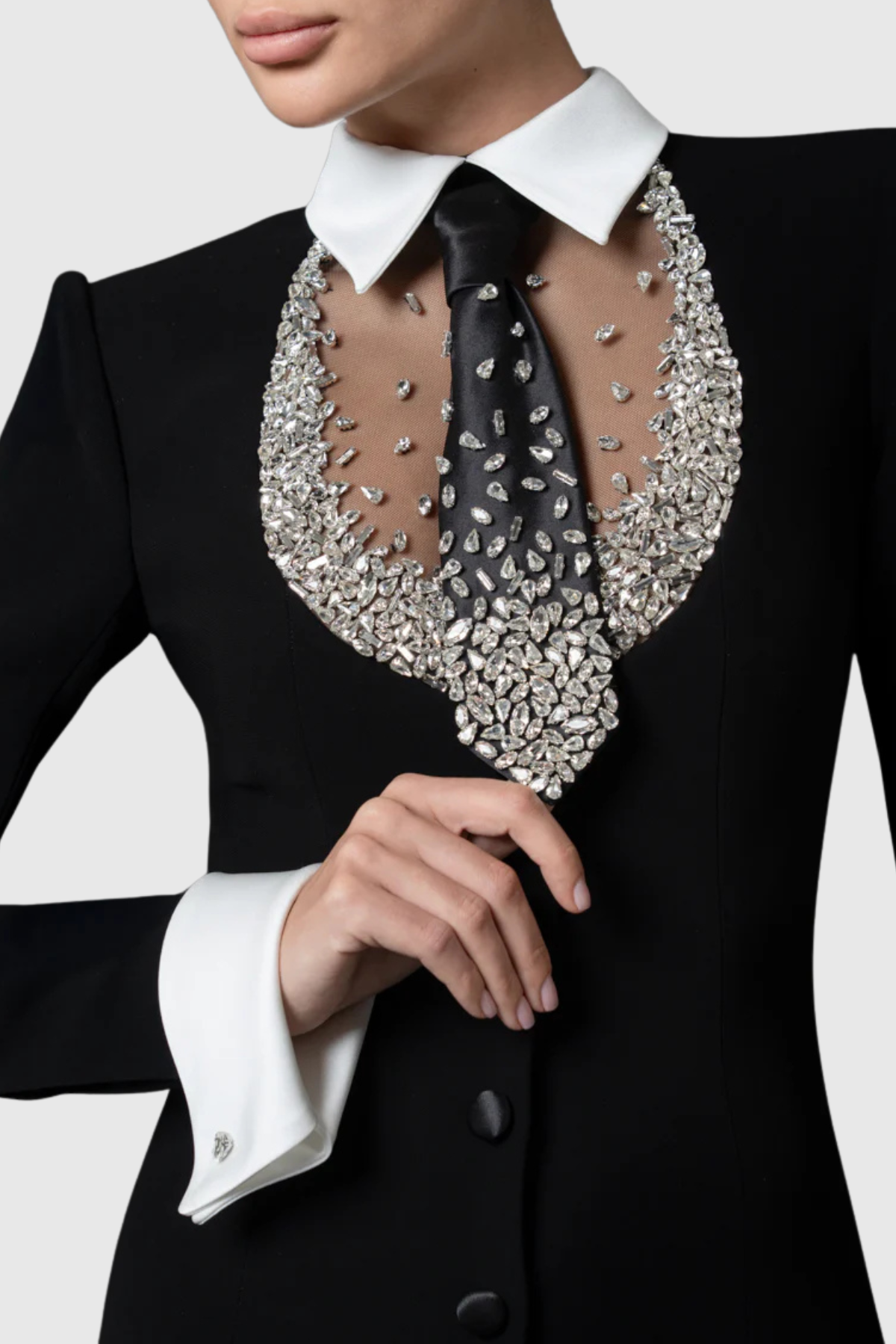 Orvandel Tie Crystal Embellished Maxi Dress