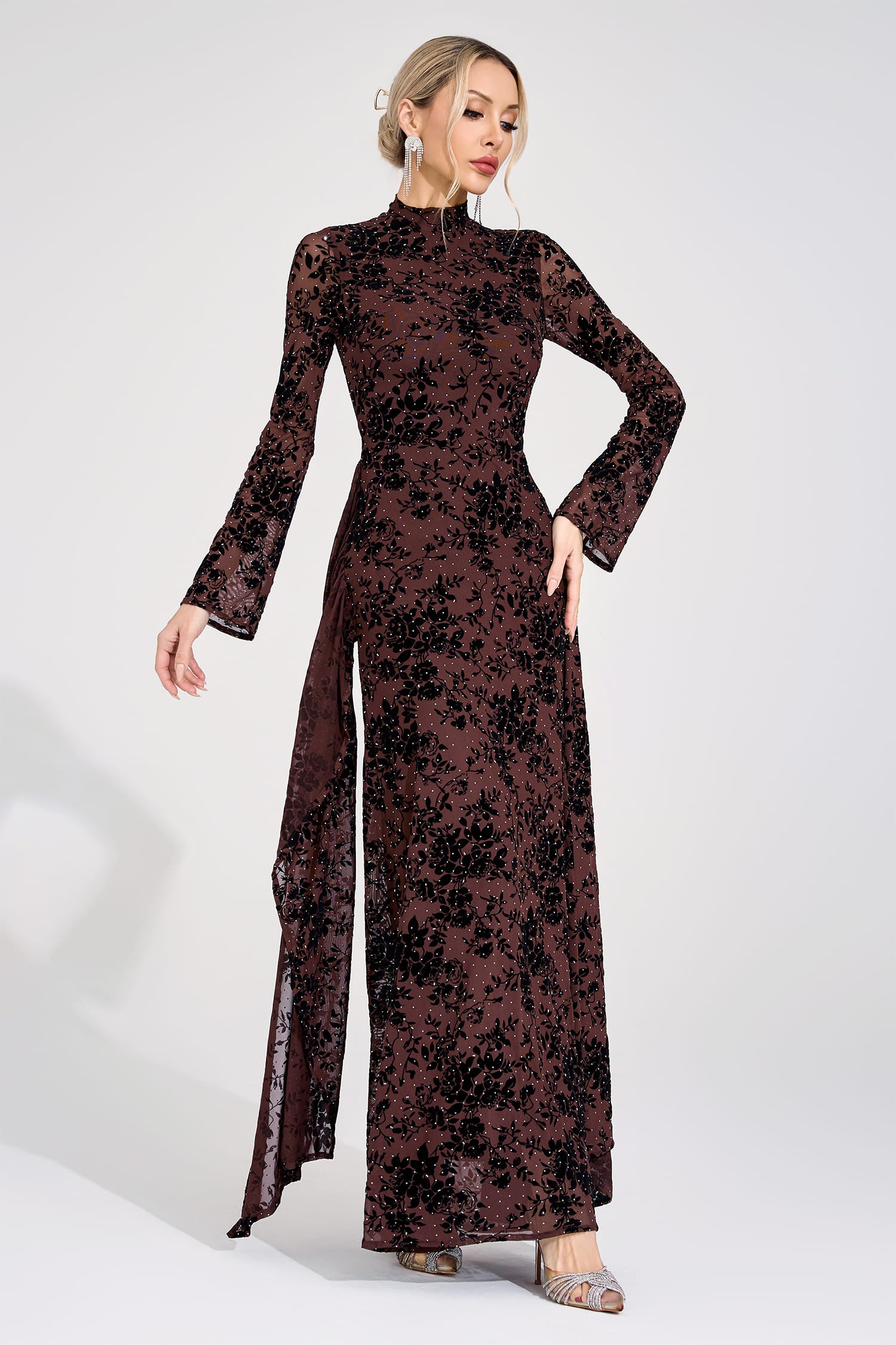 Eldricon Khaki Diamond Maxi Dress
