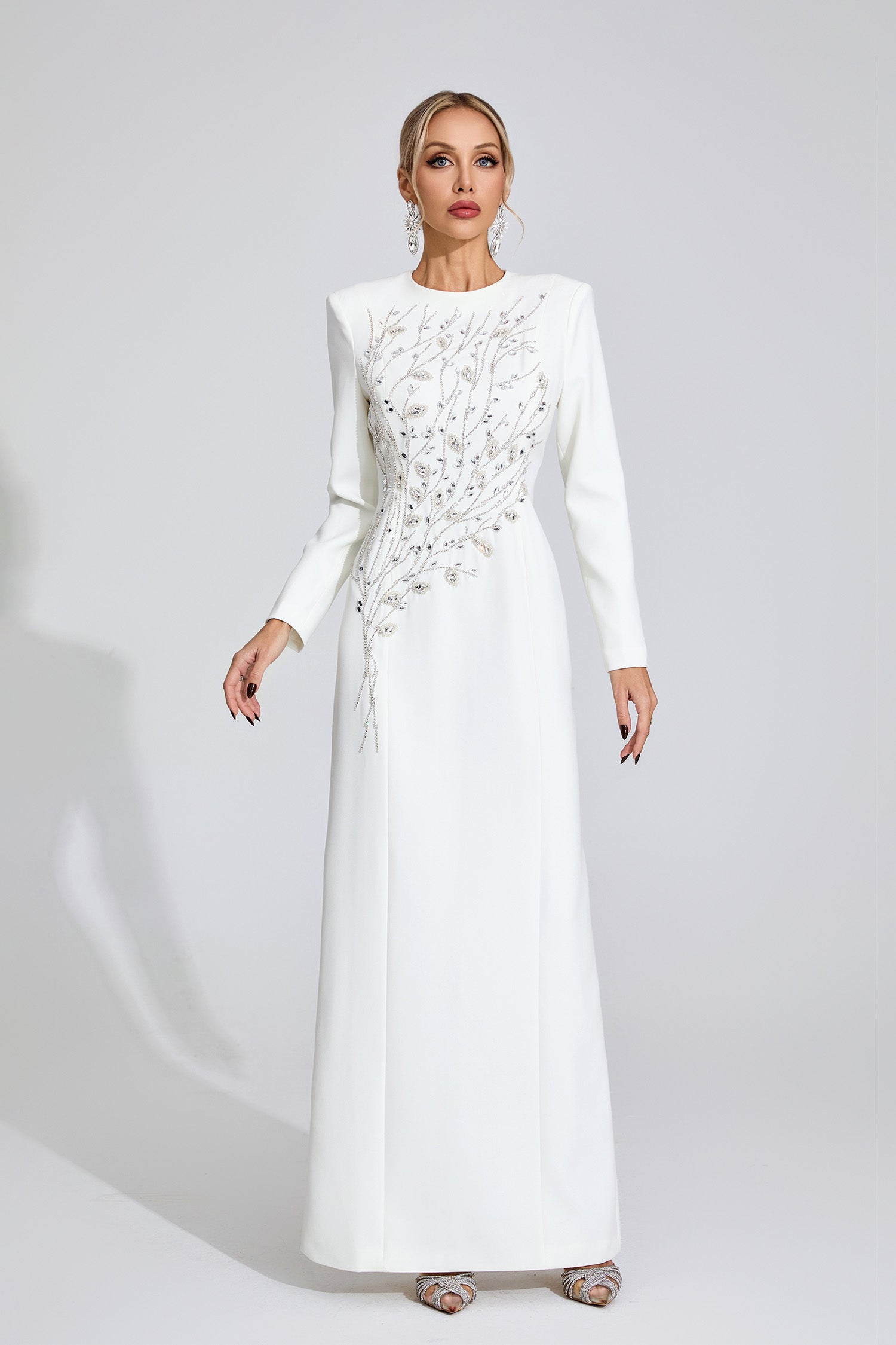 Owain Diamond Maxi Dress In White