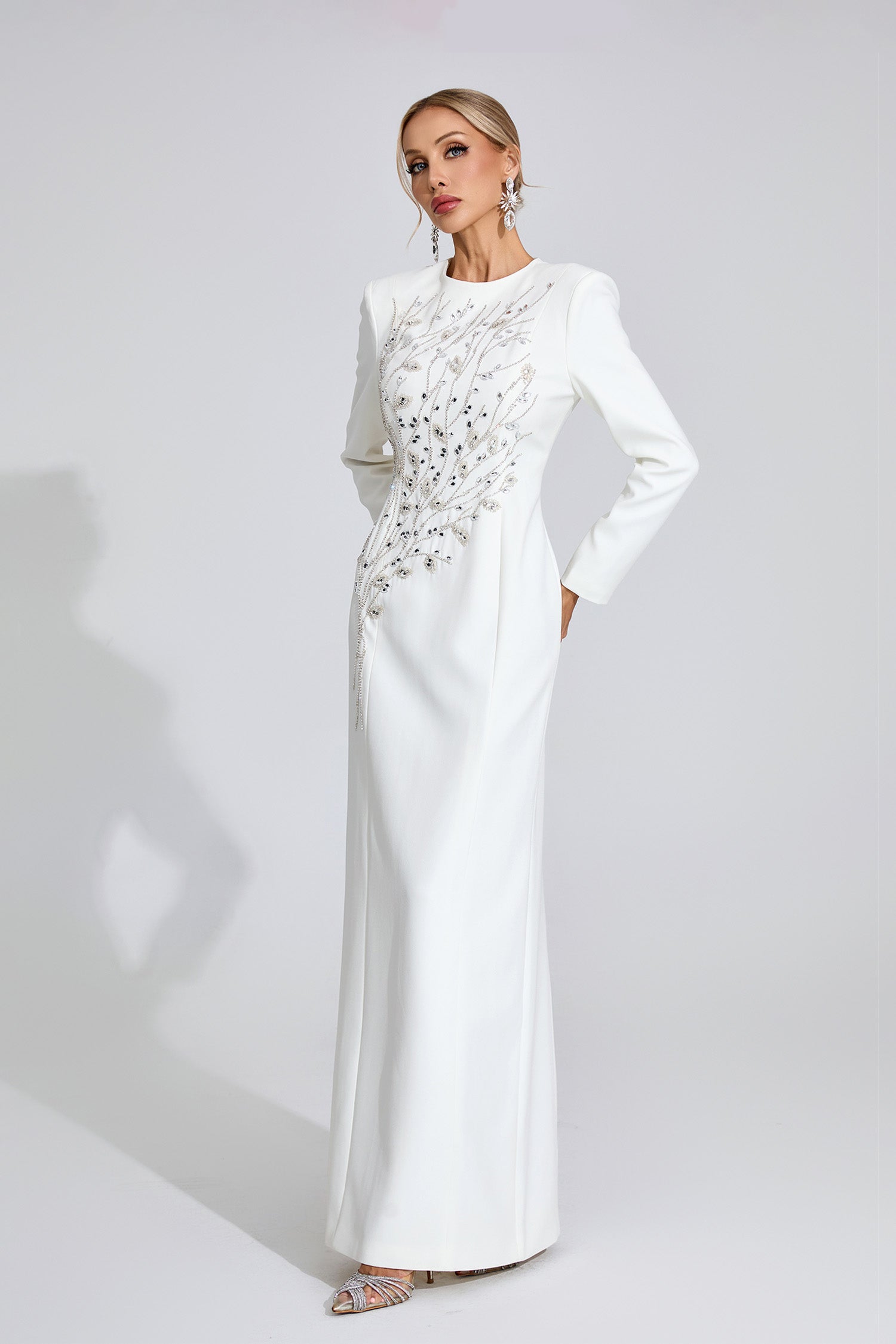 Owain Diamond Maxi Dress In White