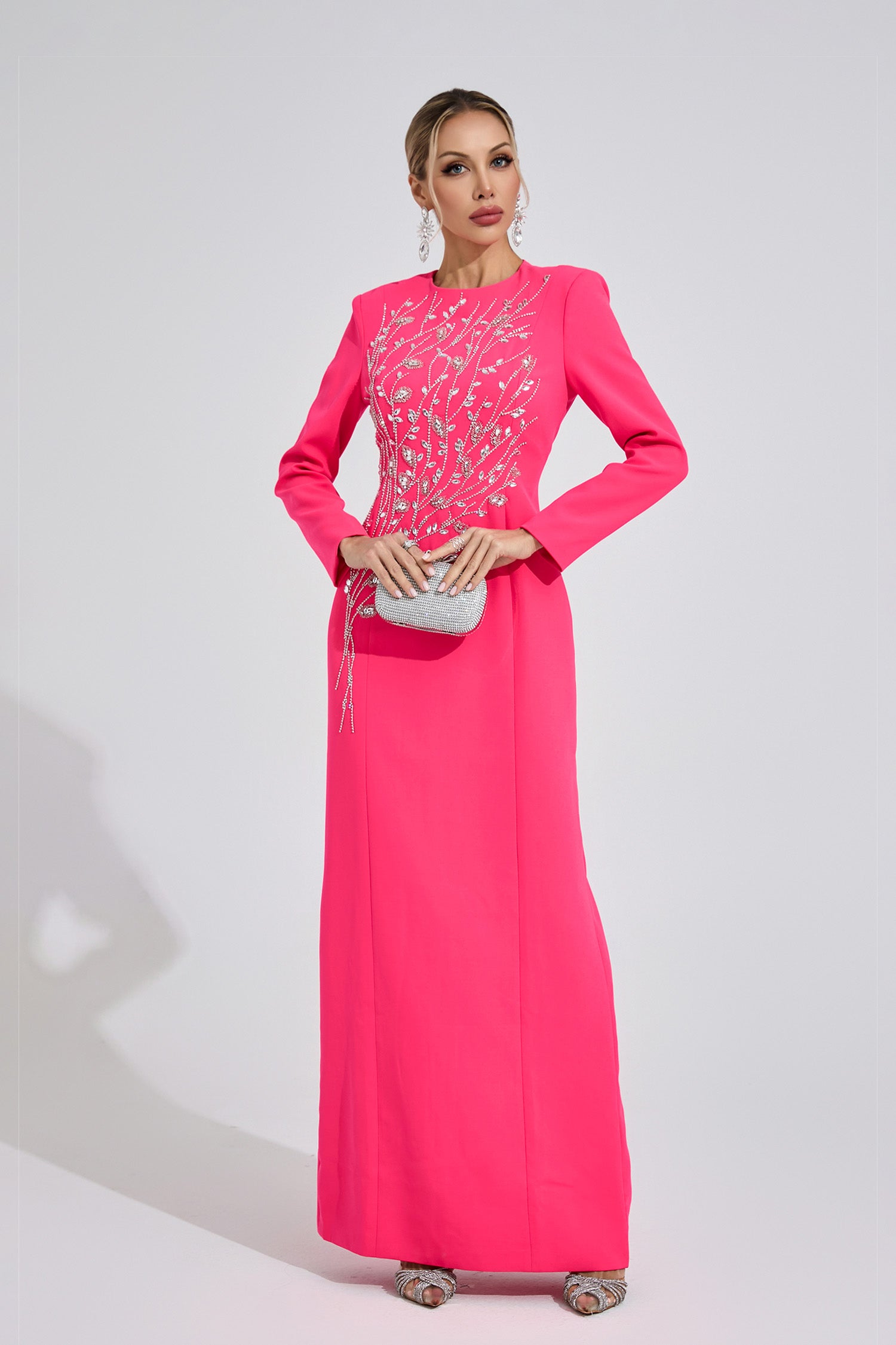 Owain Diamond Maxi Dress In Red