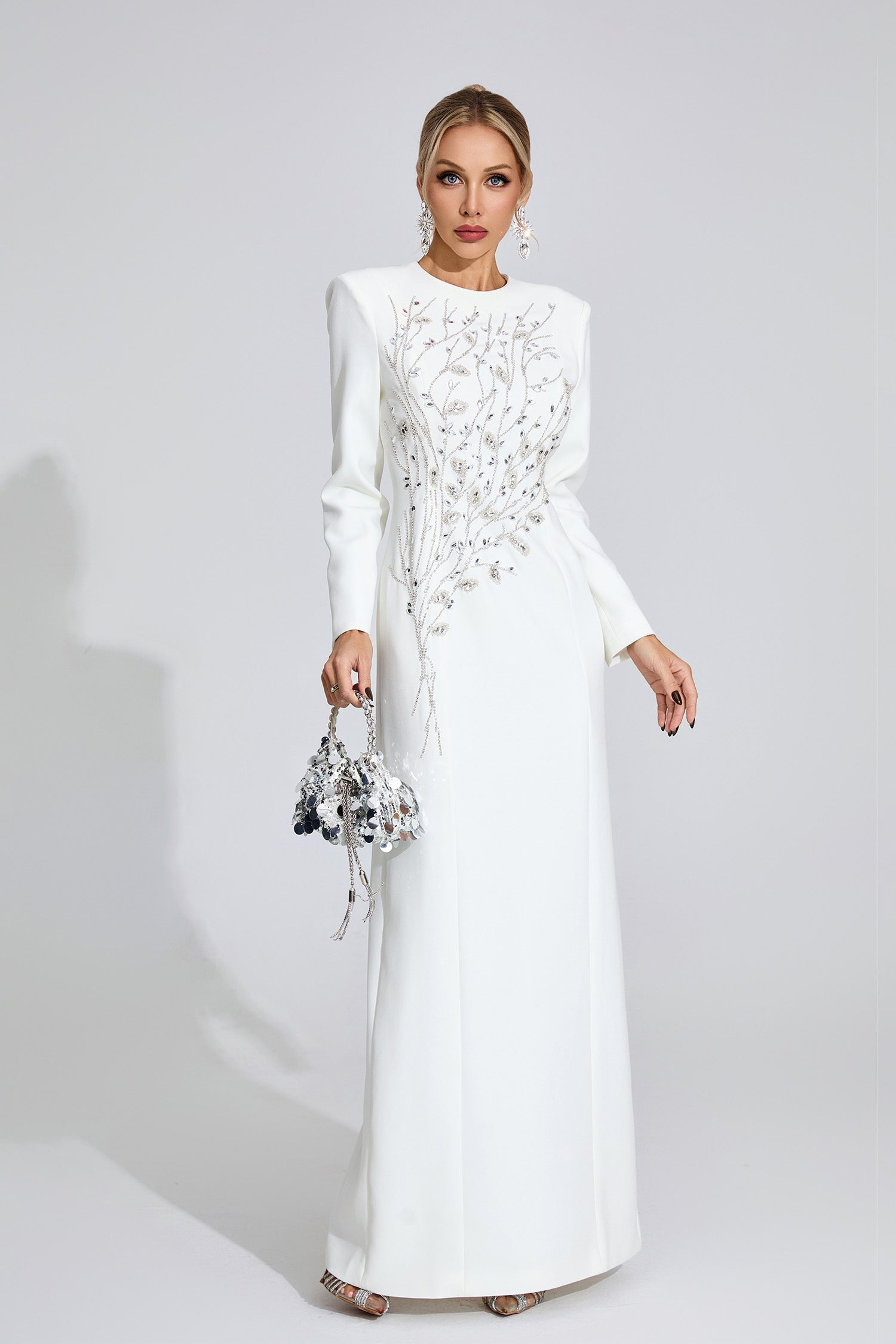 Owain Diamond Maxi Dress In White