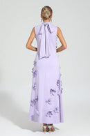 Hank Rose Flower Maxi Dress In Purple