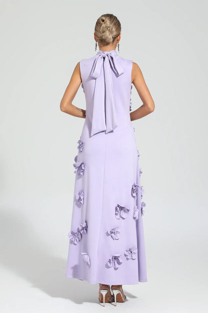 Hank Rose Flower Maxi Dress In Purple