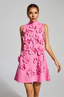 Allaire Rose Flower Mini Dress Rose Red