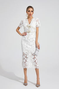 Vaendrix Ivory Lace Maxi Dress