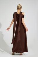 Gryvion Brown Floral Maxi Dress