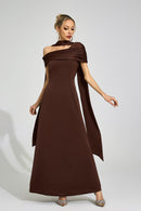 Gryvion Brown Floral Maxi Dress
