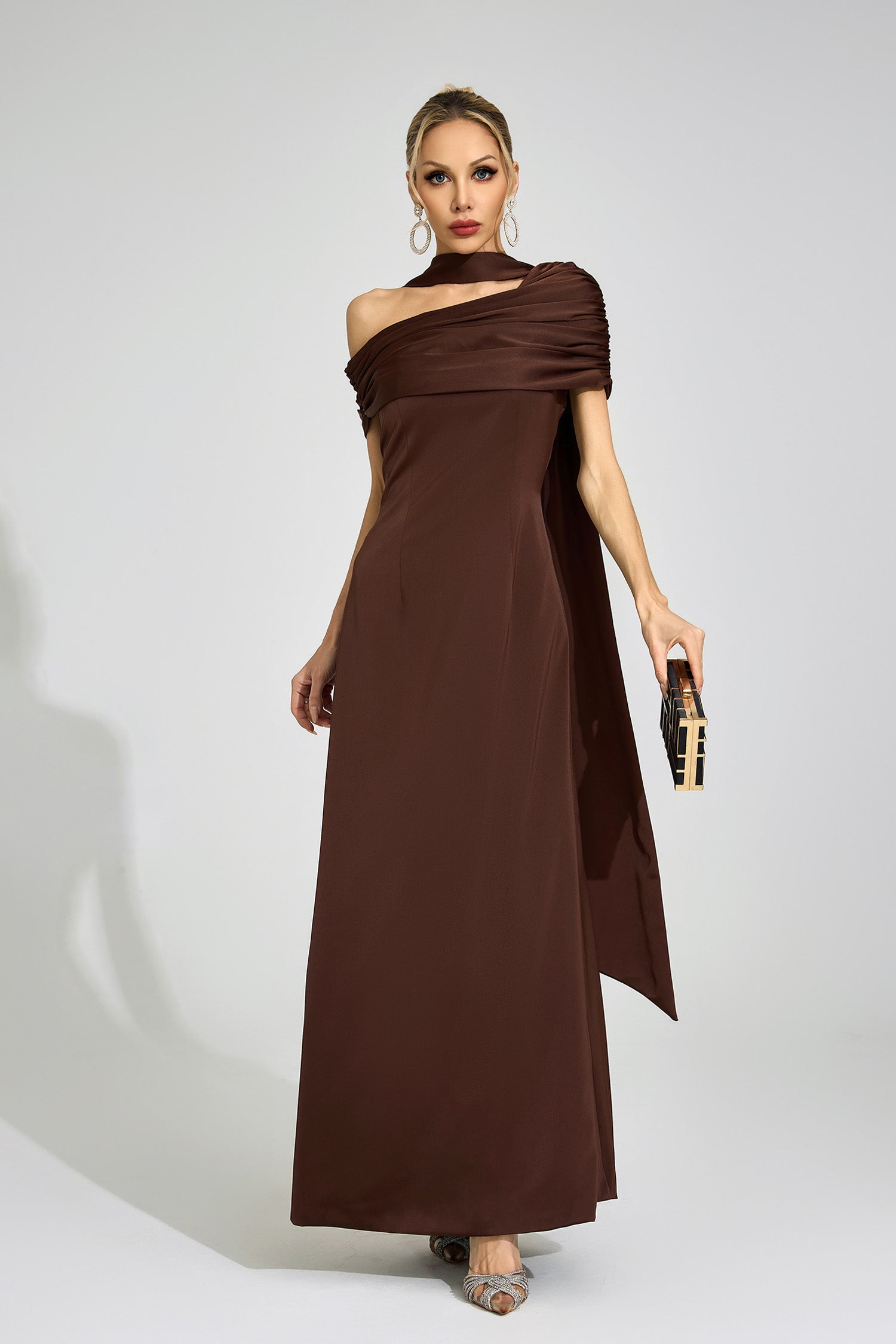 Gryvion Brown Floral Maxi Dress