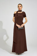 Gryvion Brown Floral Maxi Dress
