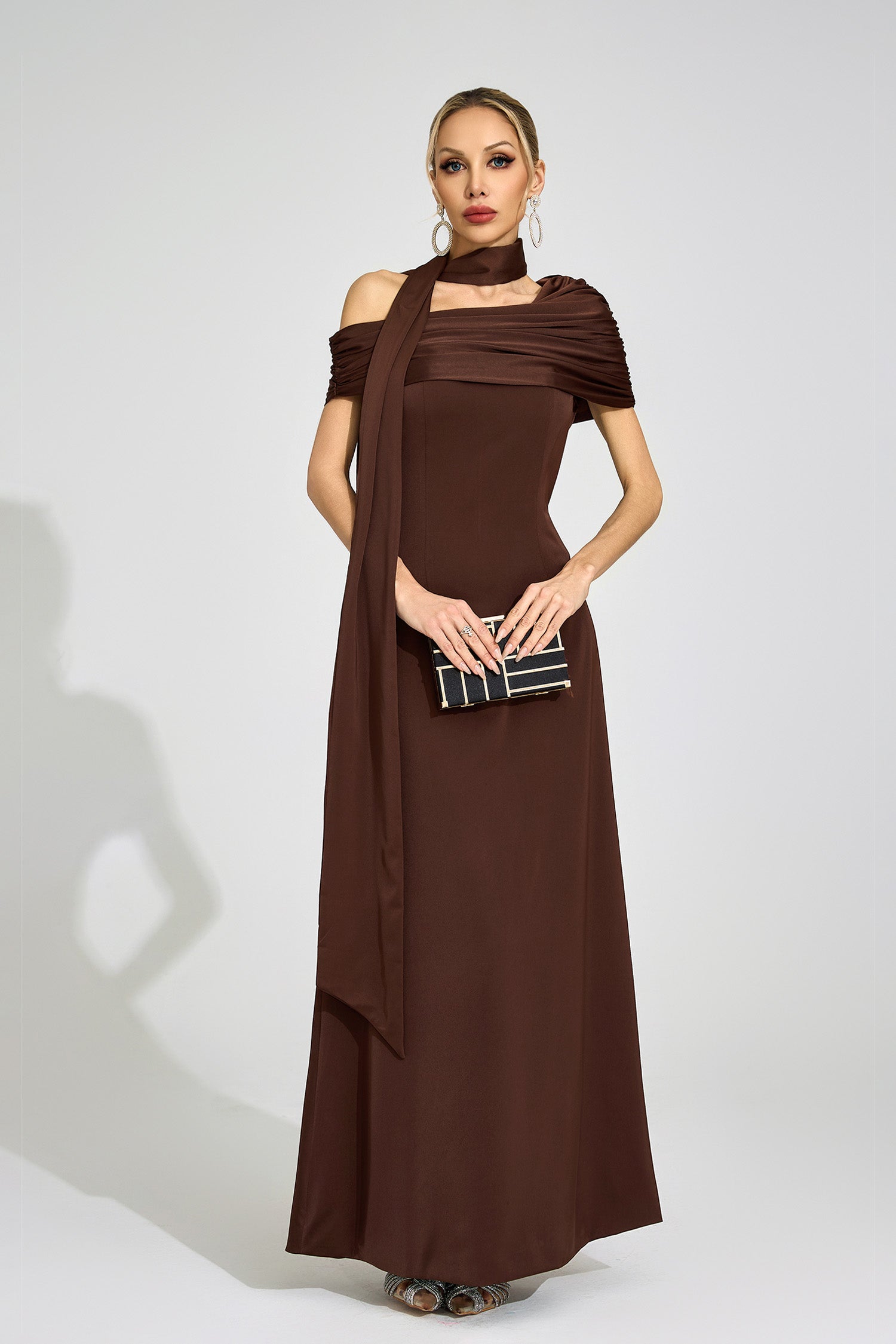 Gryvion Brown Floral Maxi Dress