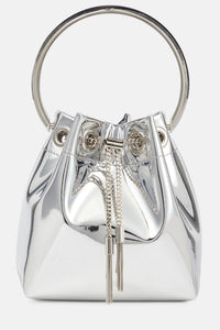 Xavion Metallic Round Handles Bucket Bag