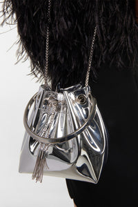 Xavion Metallic Round Handles Bucket Bag