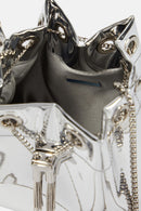 Xavion Metallic Round Handles Bucket Bag