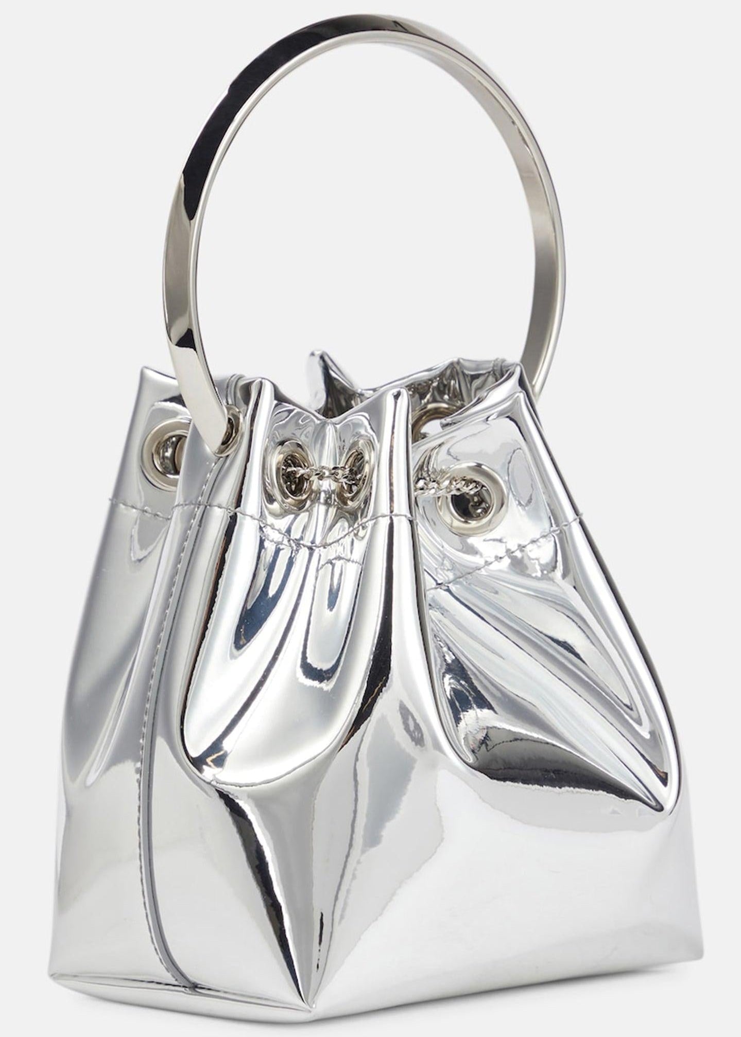 Xavion Metallic Round Handles Bucket Bag