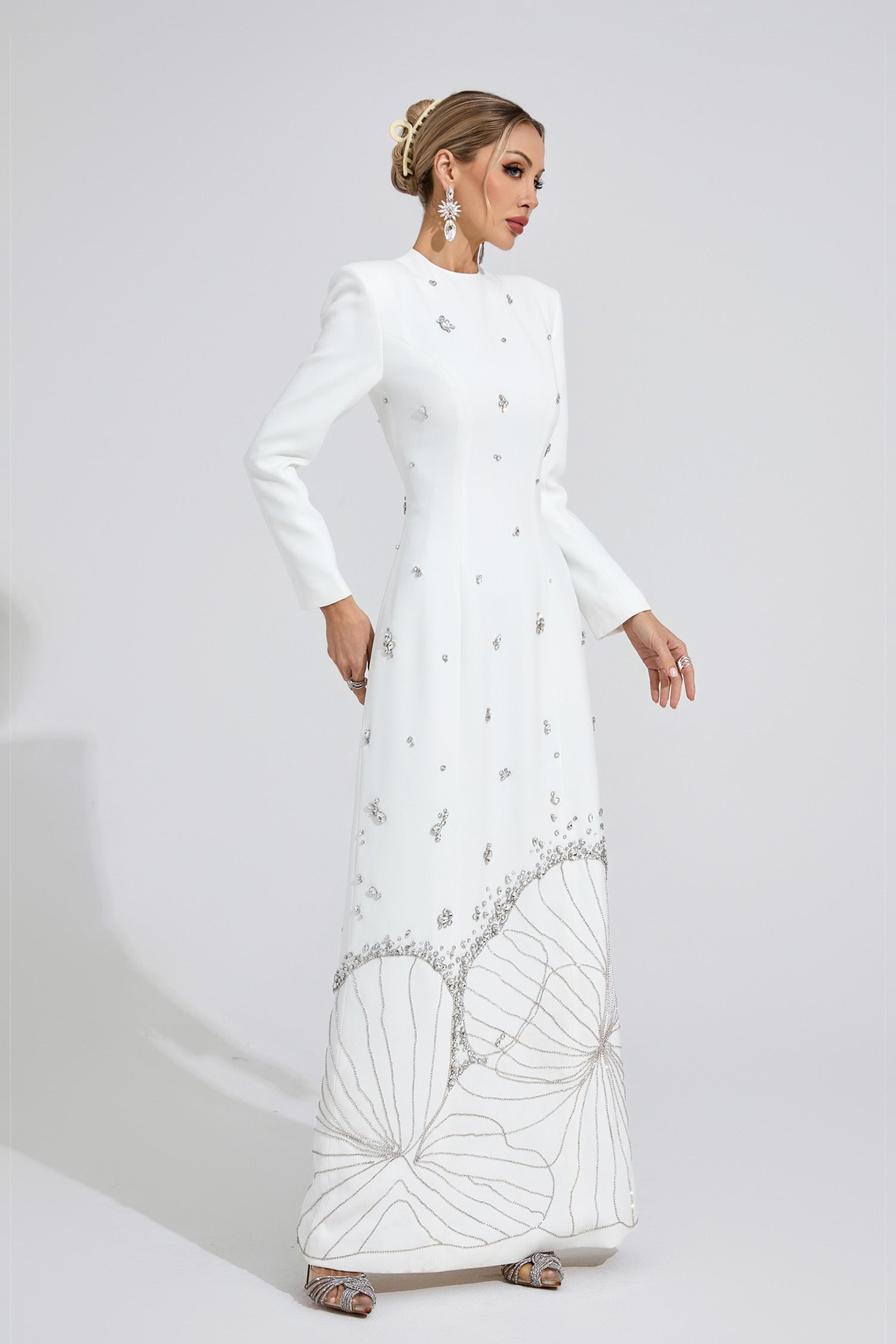 Gyrala White Diamond Maxi Dress