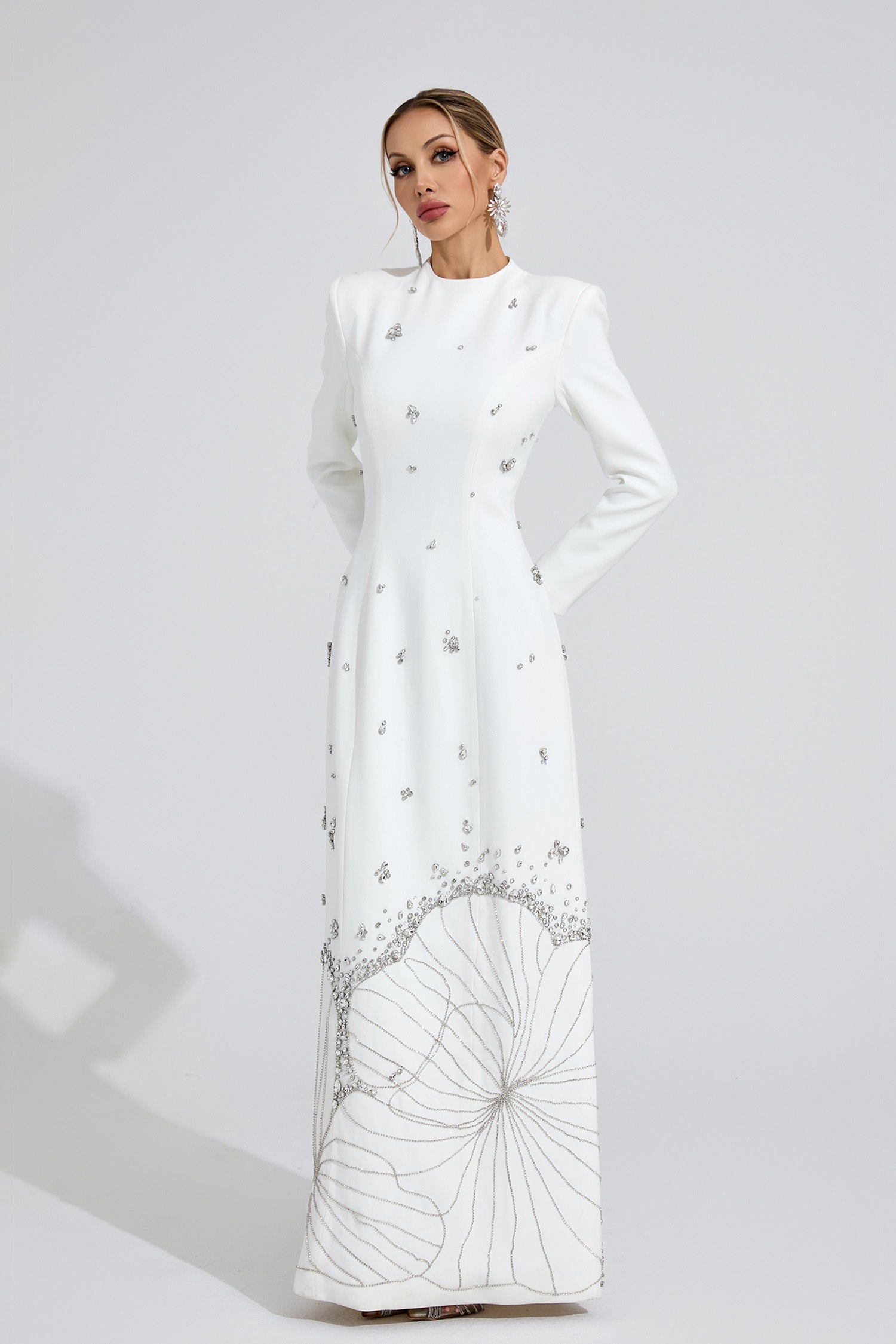 Gyrala White Diamond Maxi Dress