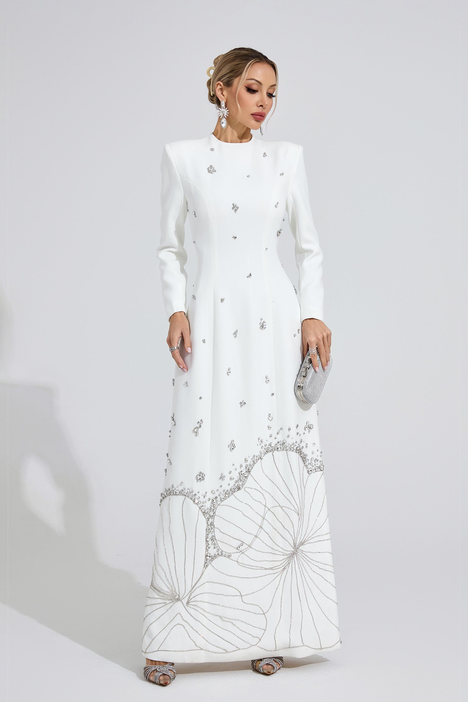 Gyrala White Diamond Maxi Dress