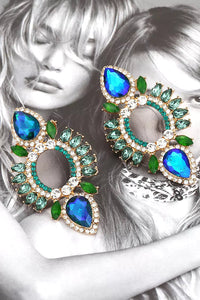 Xylona Blue Rhinestone Earrings