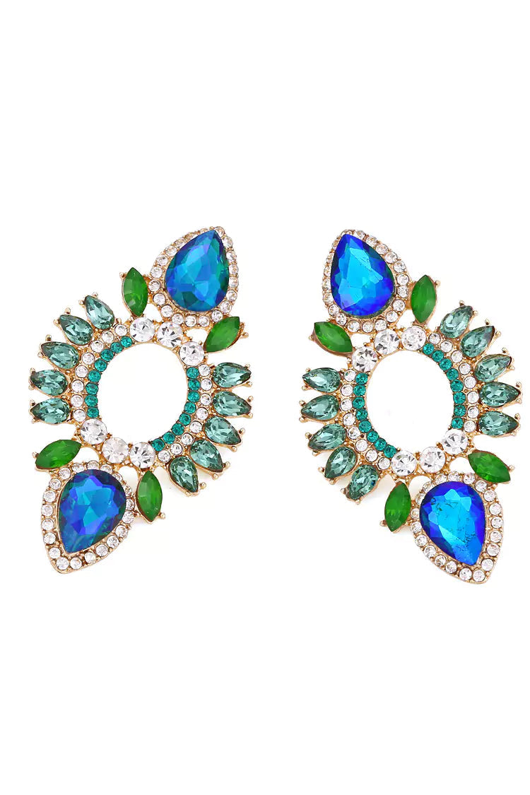Xylona Blue Rhinestone Earrings