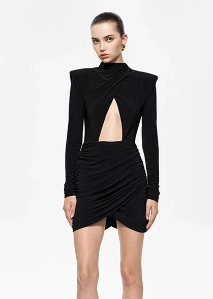 Alexander Long Sleeve Cutout Mini Dress In Black – Night Novas