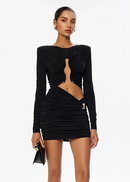 Danielle Long Sleeve Cutout Mini Dress In Black