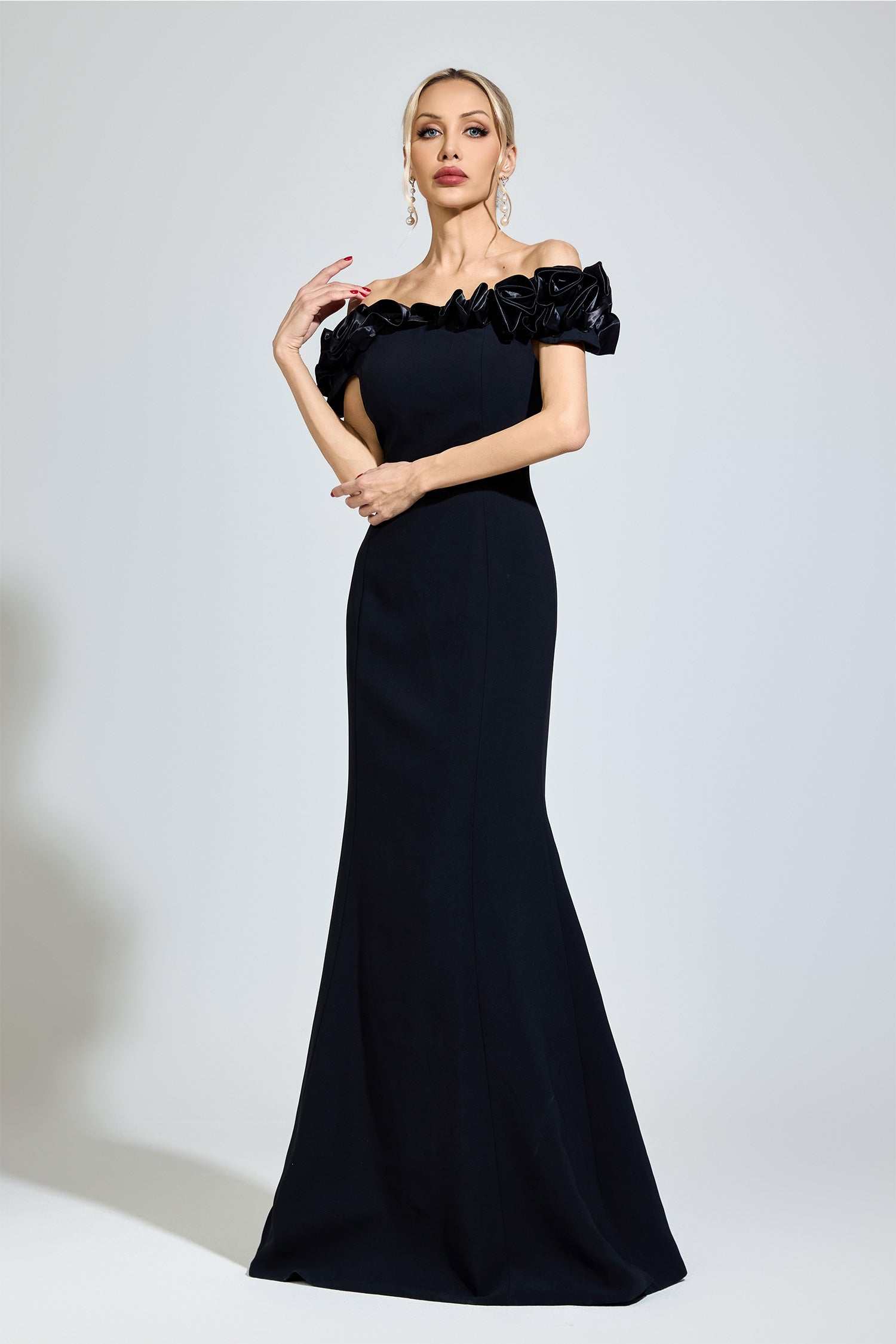 Parevix Black Floral  Maxi Dress