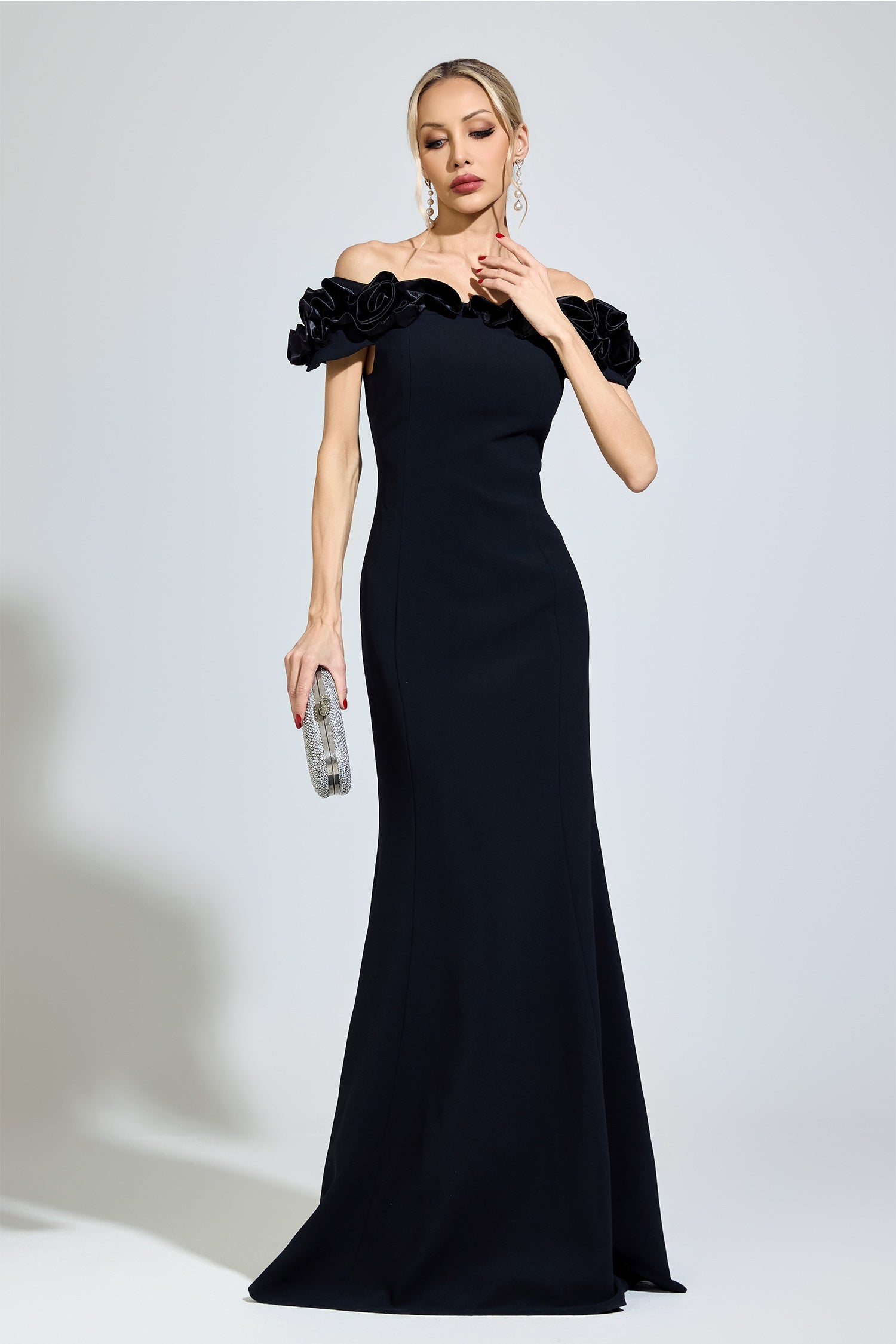 Parevix Black Floral  Maxi Dress