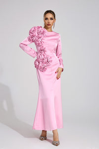 Ordelian Pink Floral Maxi Dress